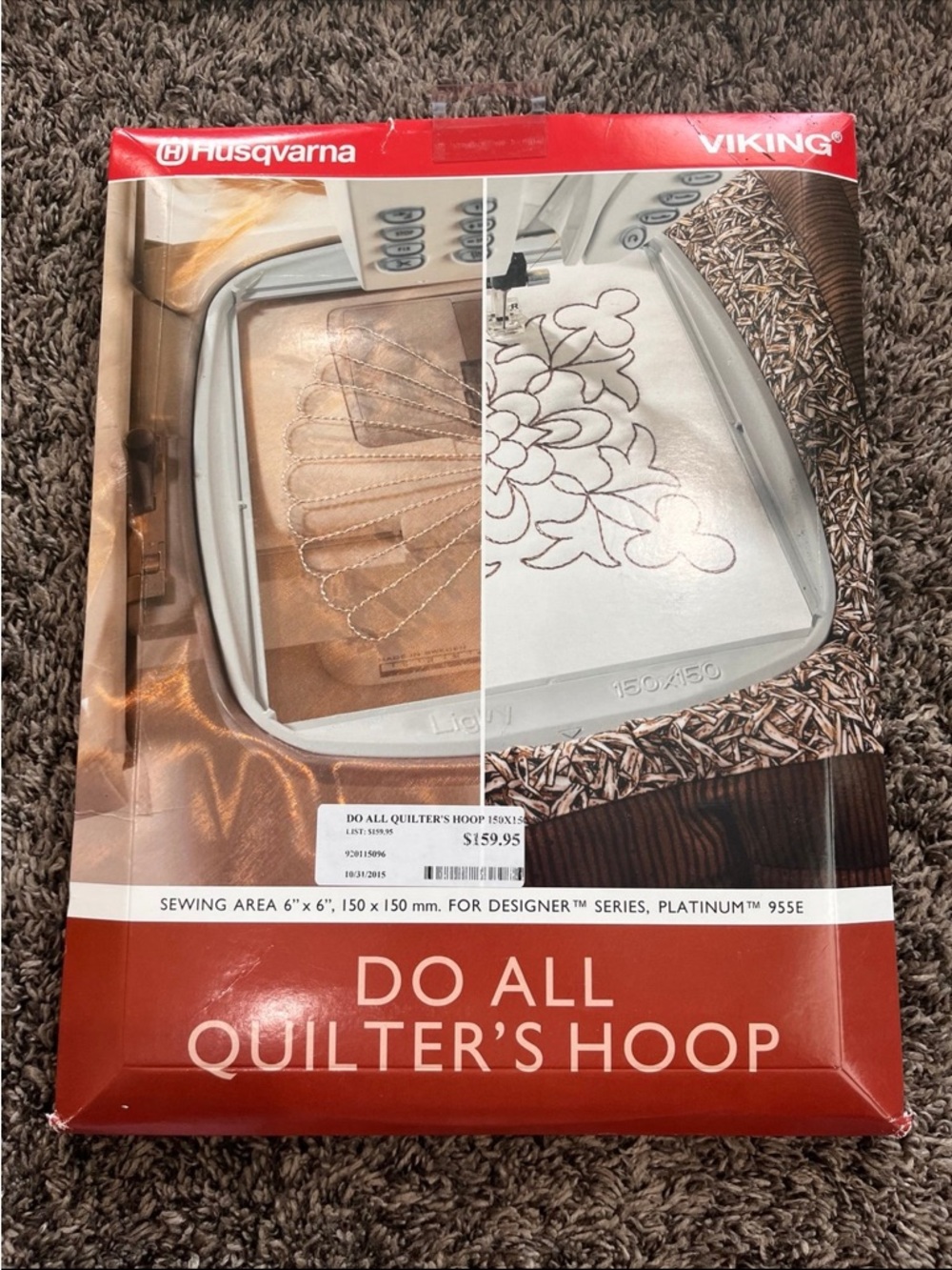 NIB Husqvarna Viking Do All Quilters Hoop 150x150mm 6x6 920115096 + CD